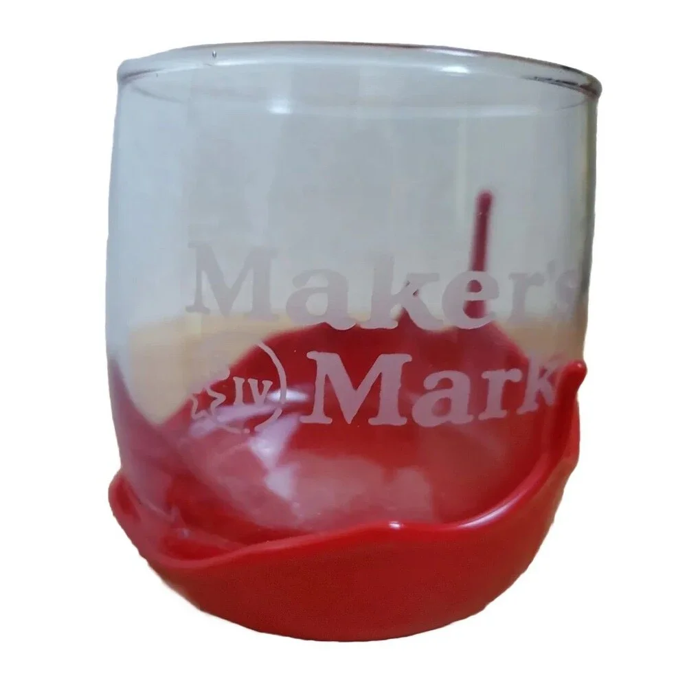 Makers Mark Mug Cup Glass Melted Red Drip Wax Whisky Bourbon 12 Oz Brewery EUC